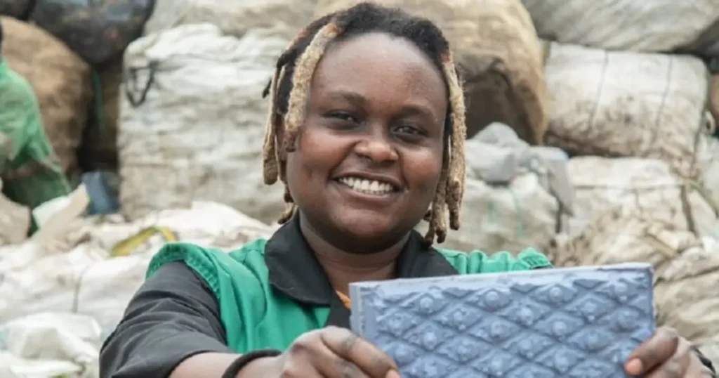 Nzambi Metee Engenheira cria empresa que transforma plástico usados em pavimentos