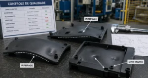 Warpage, sink marks e flash: os três defeitos mais comuns na injeção plástica e o que eles revelam sobre o processo