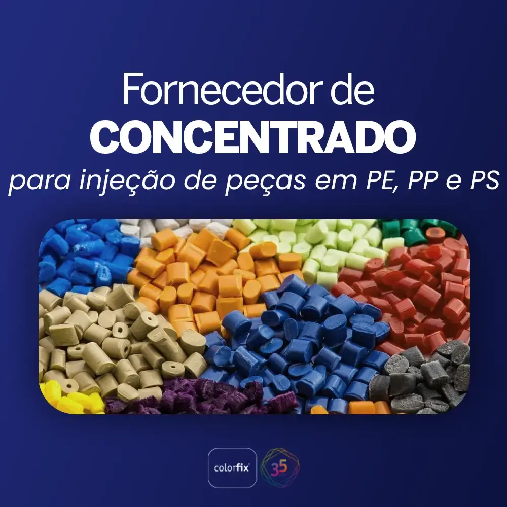 Fornecedor de concentrado de cor para injeção de peças em PE, PP e PS - Colorfix