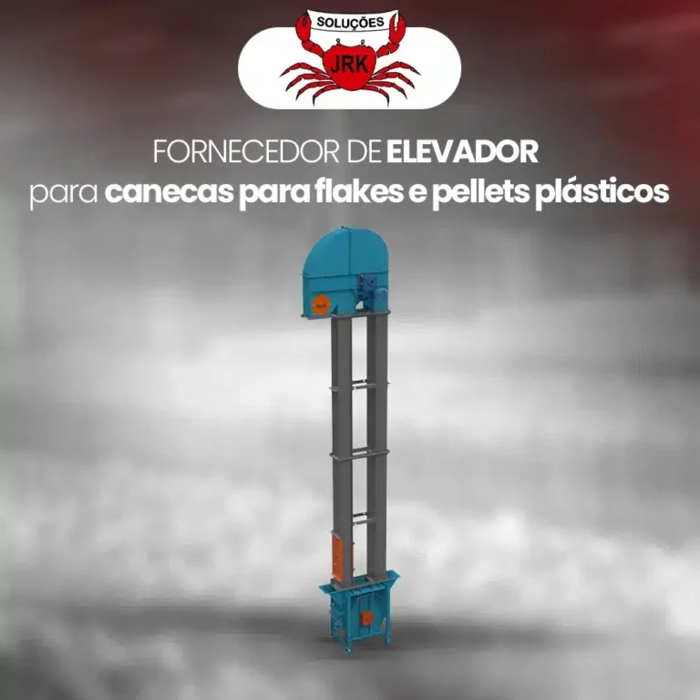 Fornecedor de elevador de canecas para flakes e pellets plásticos - JRK Soluções