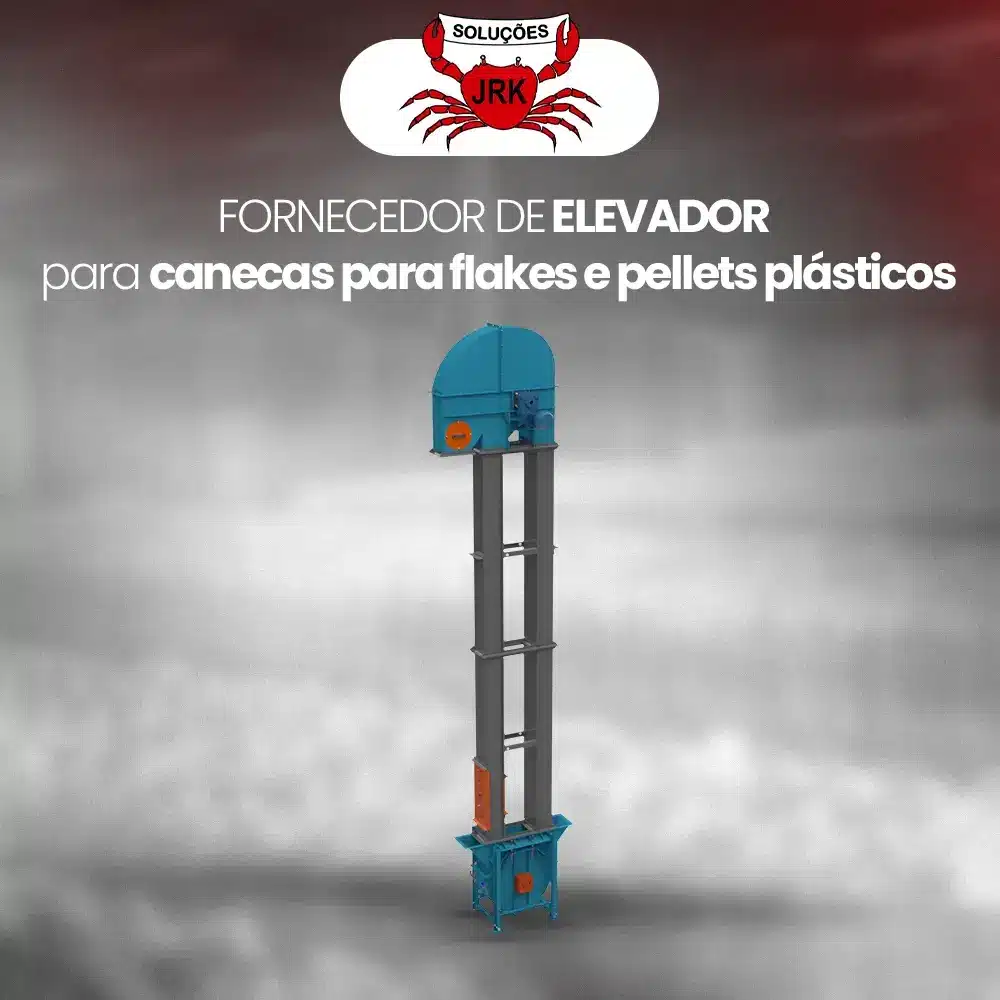 Fornecedor de elevador de canecas para flakes e pellets plásticos - JRK Soluções