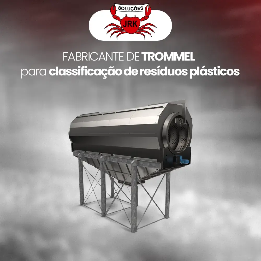 Fornecedor de trommel para classificação de resíduos plásticos - JRK Soluções